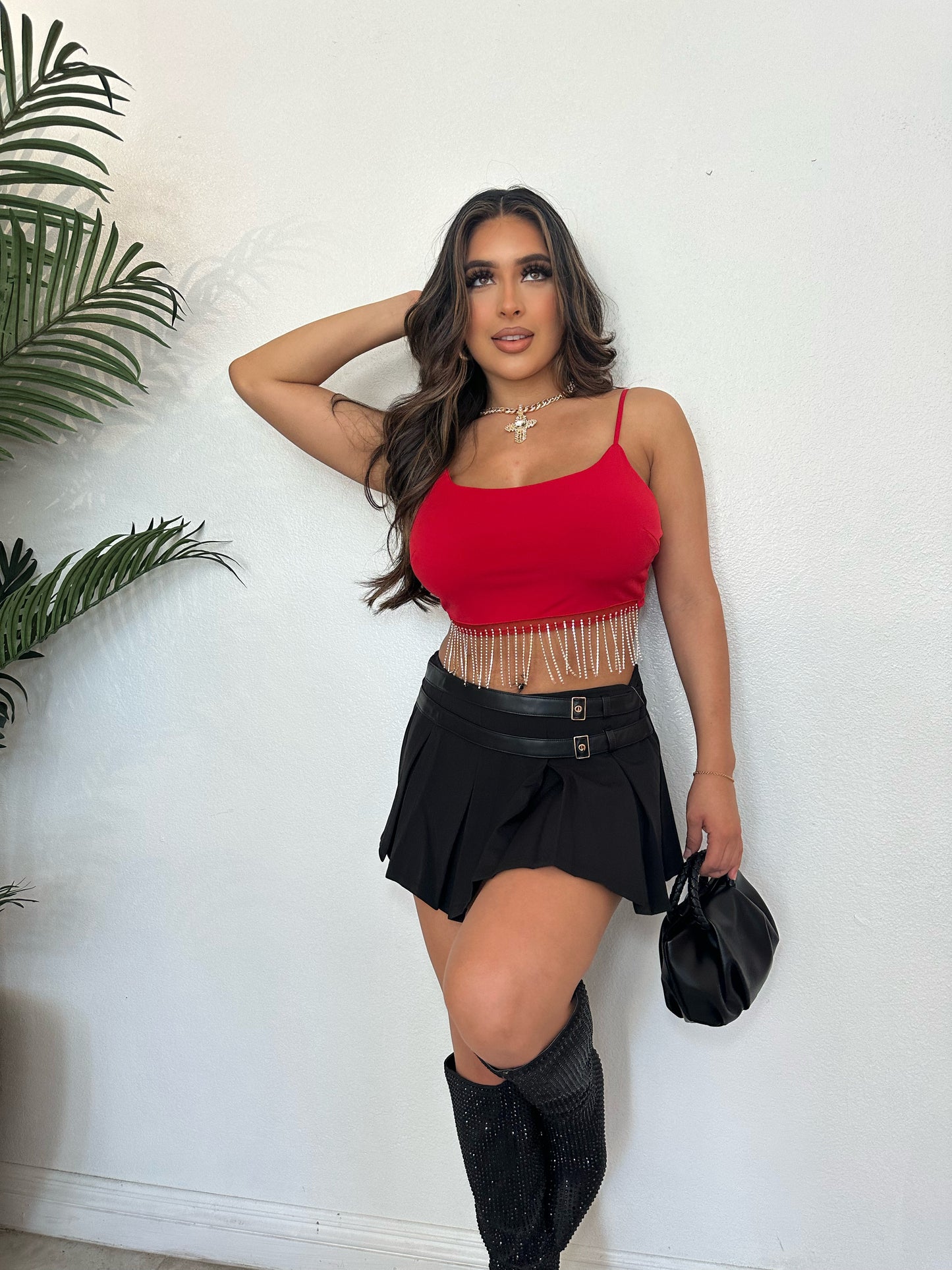 Anahí Bling Tie Top (Red)