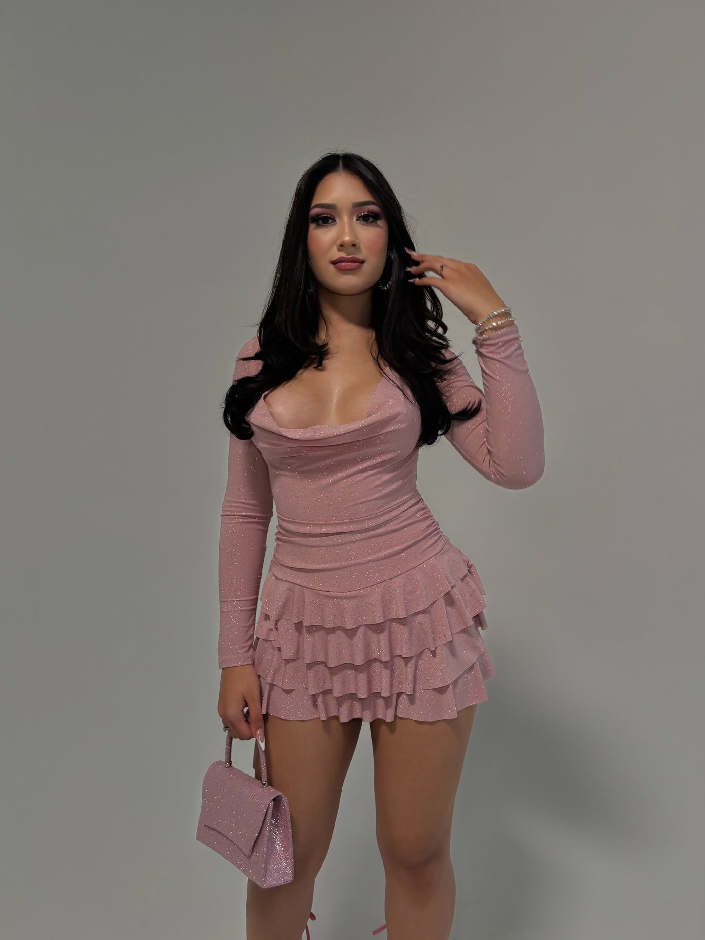 GG Glitter Romper Dress (Light Pink)